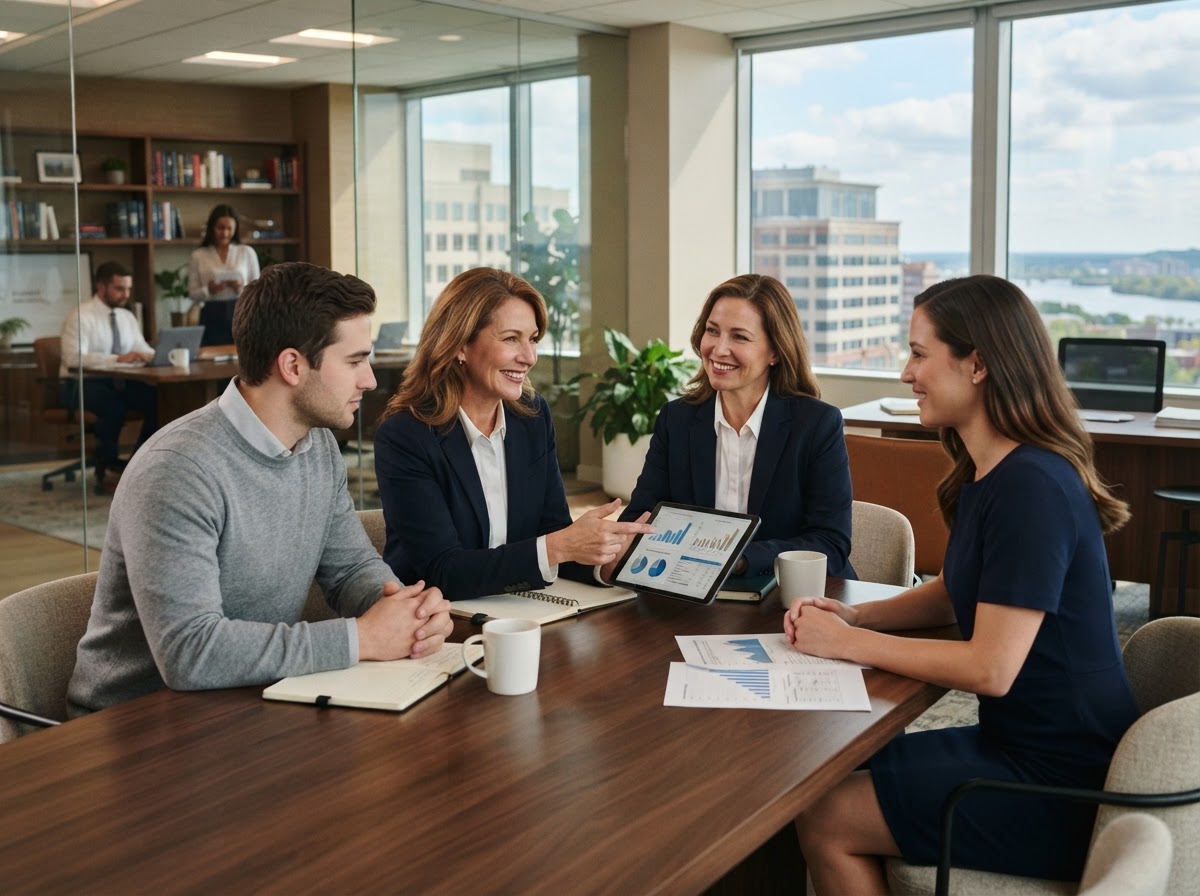 Summit Vault Capital team reviewing predictive model output on data intelligence platform